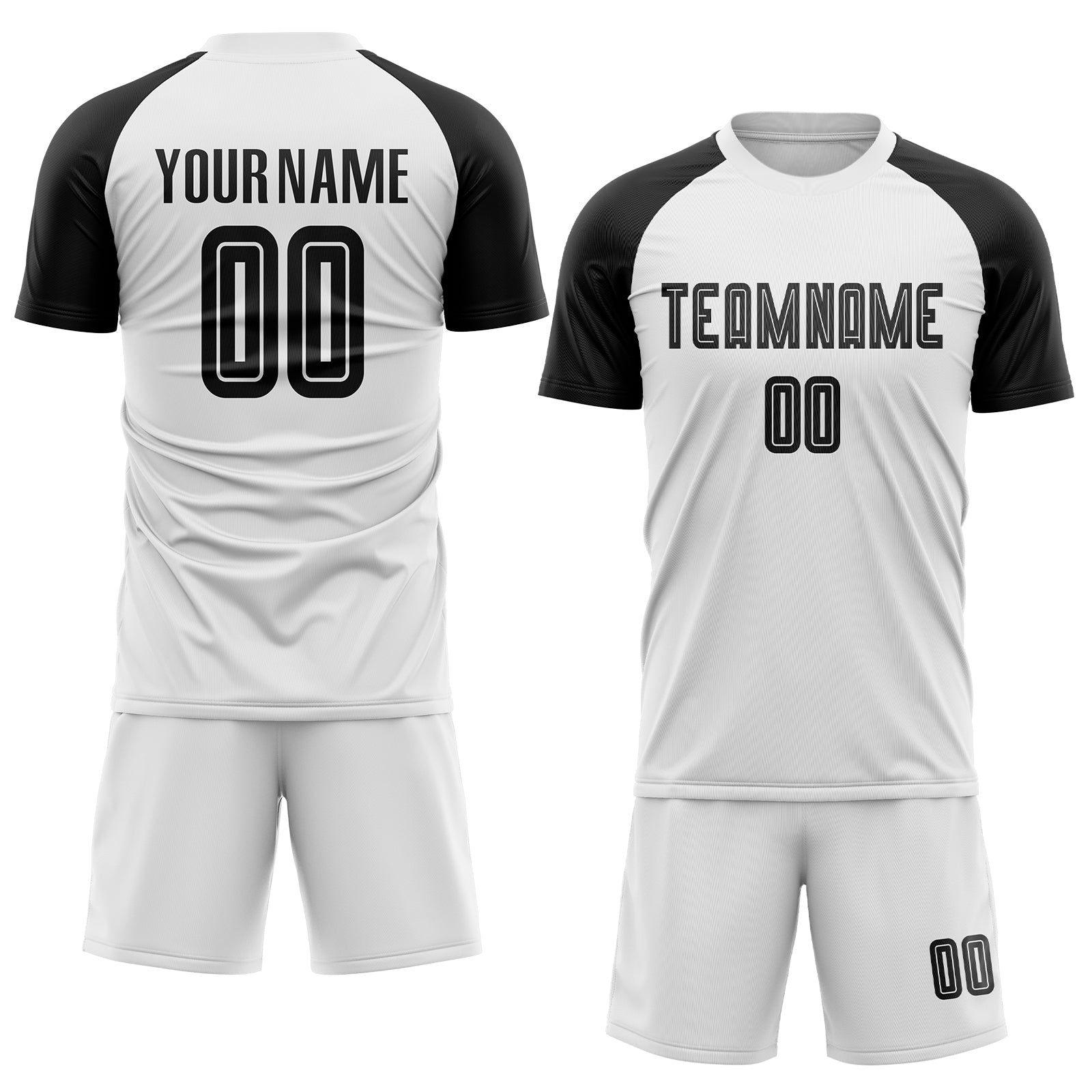 Custom White Black Sublimation Soccer Uniform Jersey view 2