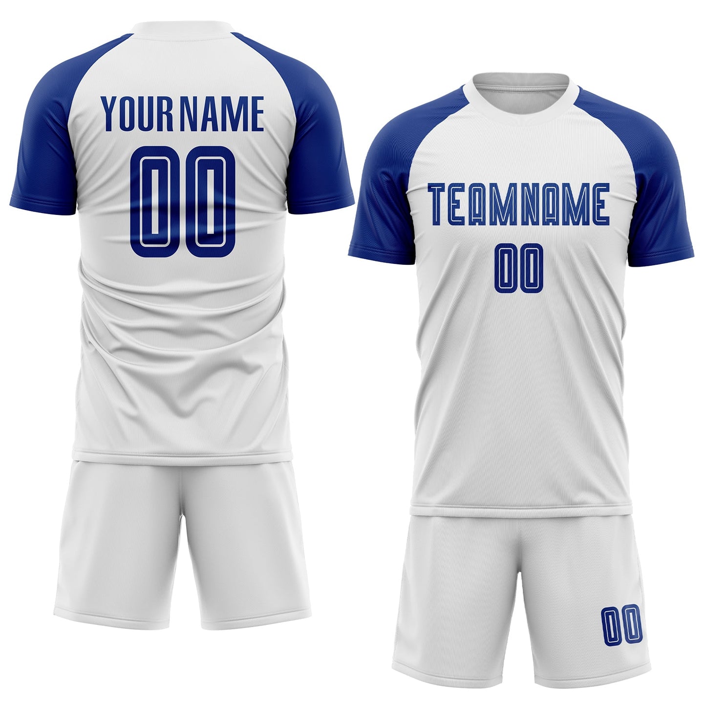 Custom White Royal Sublimation Soccer Uniform Jersey view 2