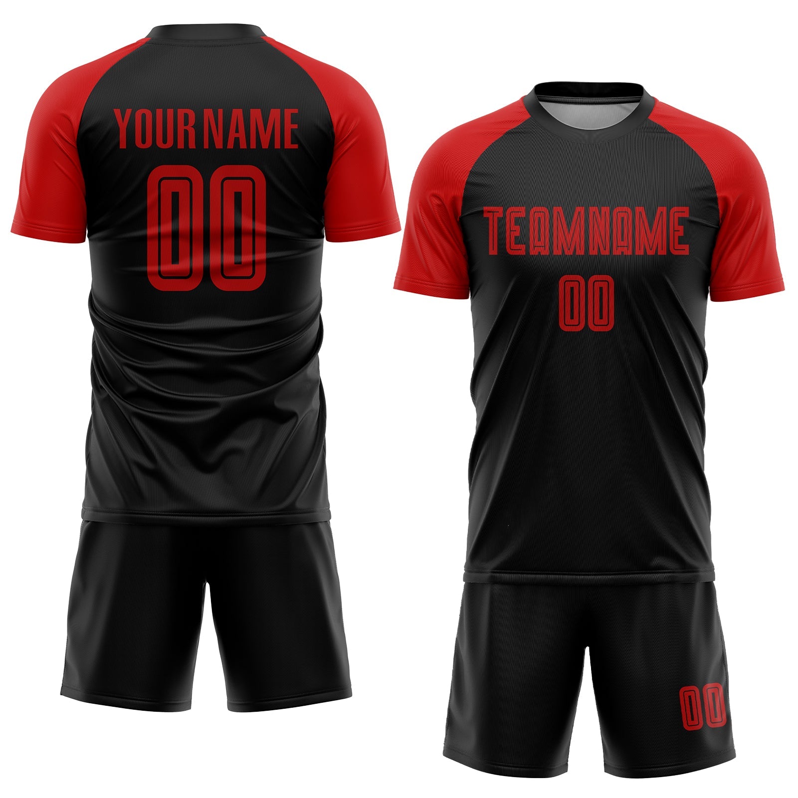 Custom Black Red Sublimation Soccer Uniform Jersey view 2