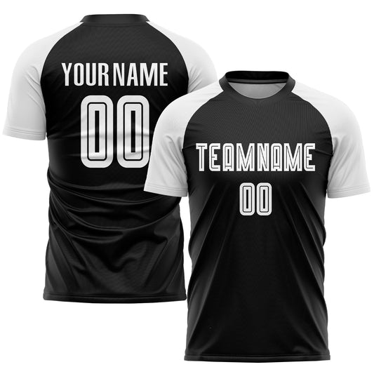 Custom Black White Sublimation Soccer Uniform Jersey - Main View