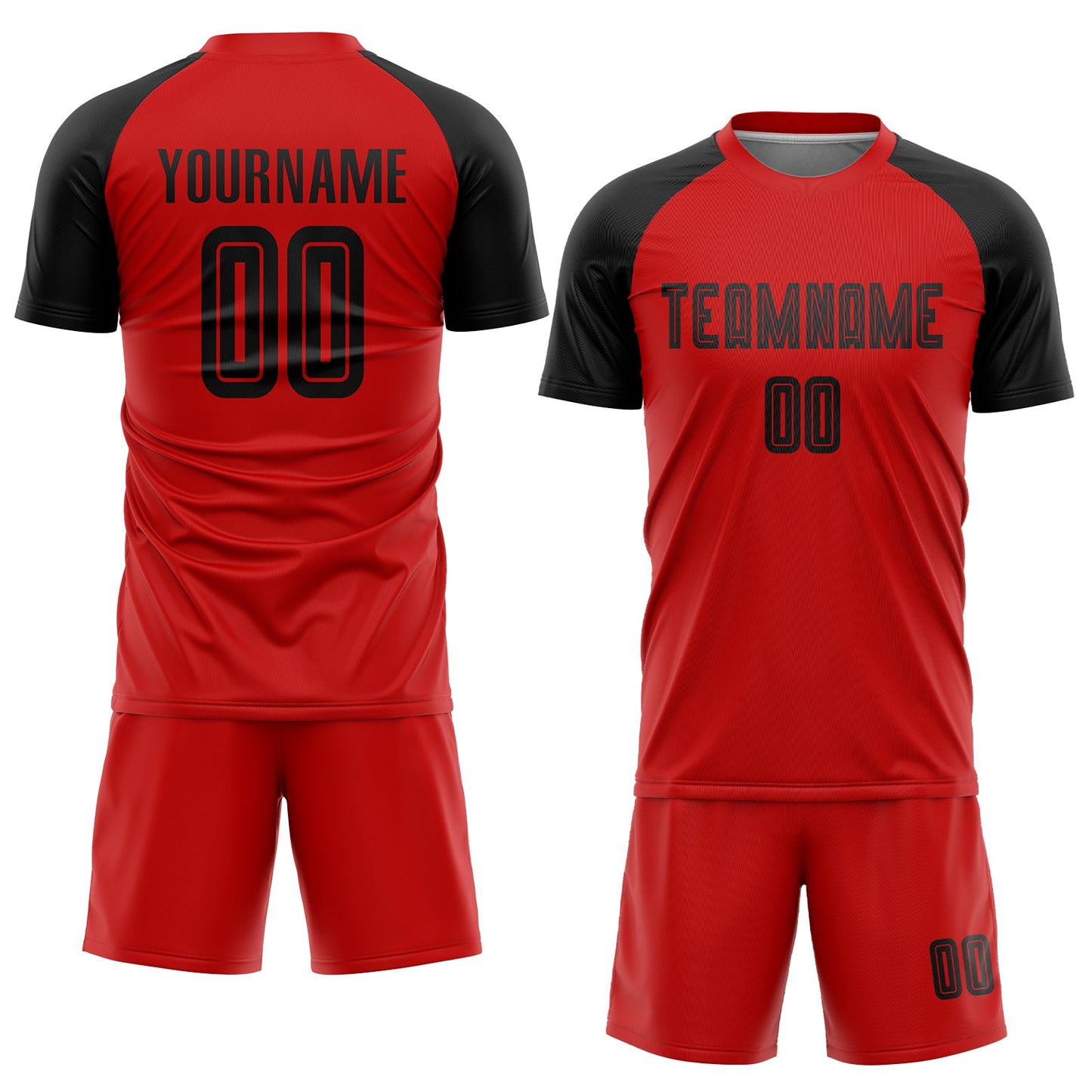 Custom Red Black Sublimation Soccer Uniform Jersey view 2