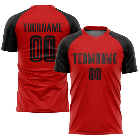 Custom Red Black Sublimation Soccer Uniform Jersey - Main View