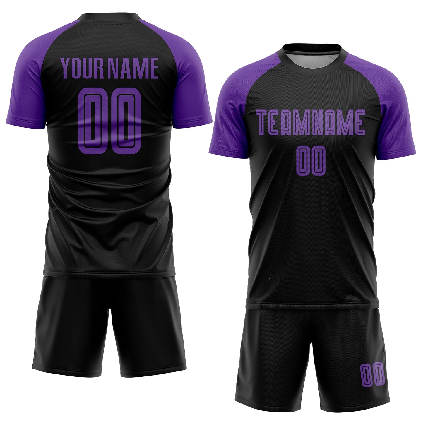 Custom Black Purple Sublimation Soccer Uniform Jersey view 2