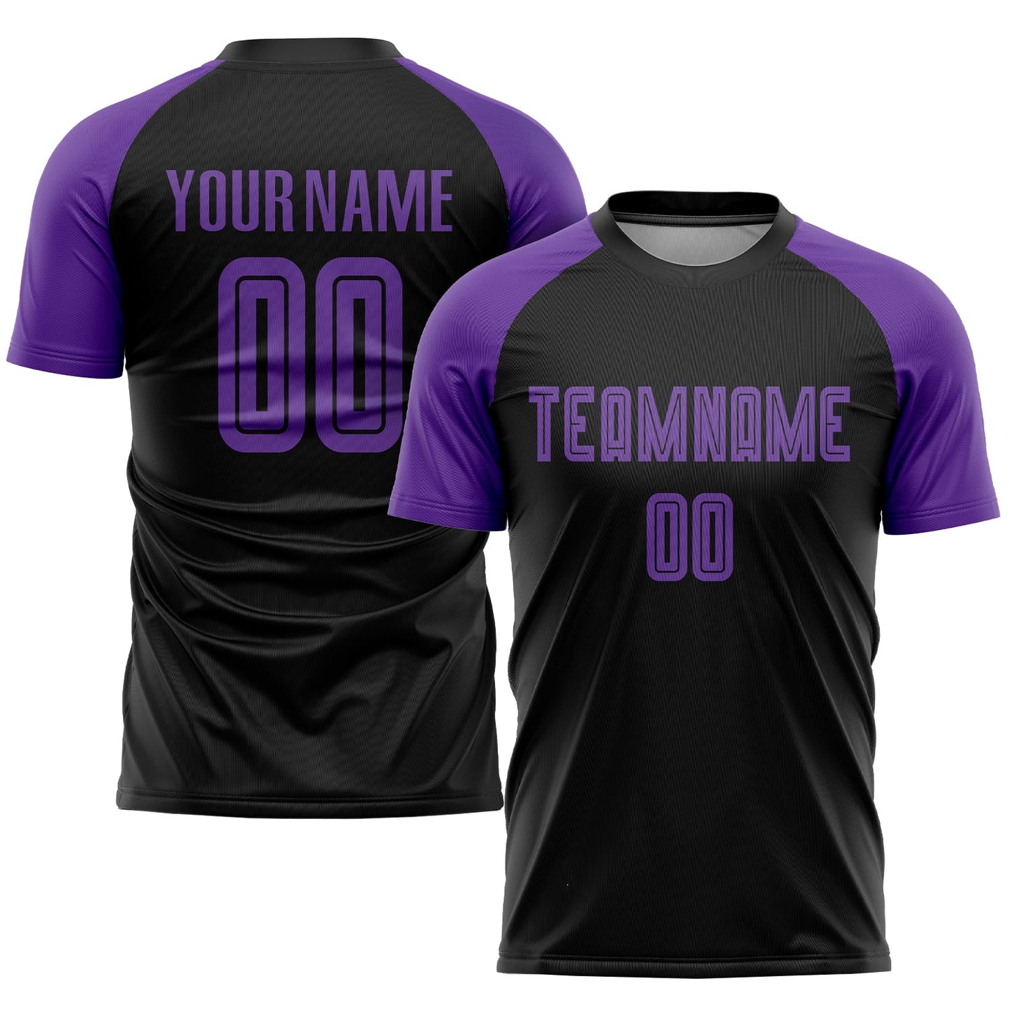 Custom Black Purple Sublimation Soccer Uniform Jersey - Main View