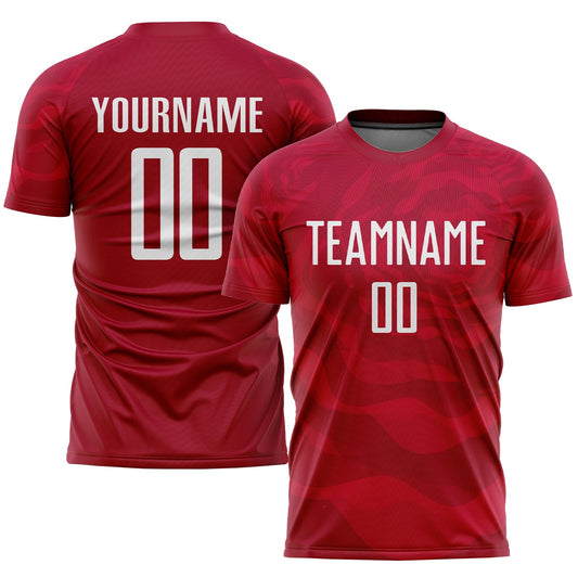 Custom Red White Sublimation Soccer Uniform Jersey - Main View