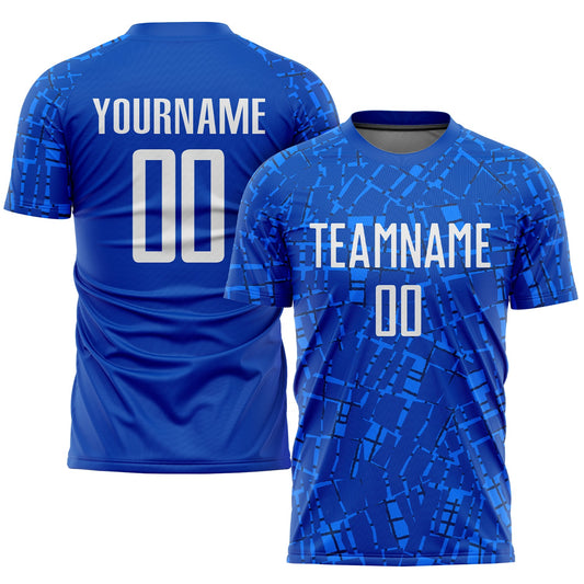 Custom Royal White Sublimation Soccer Uniform Jersey - Main View