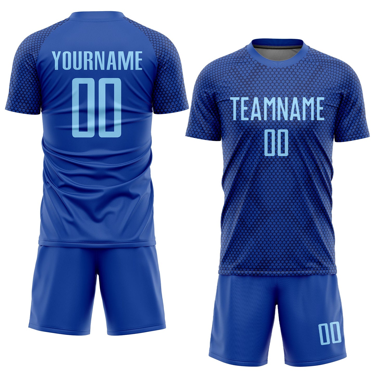Custom Royal Light Blue Sublimation Soccer Uniform Jersey view 2