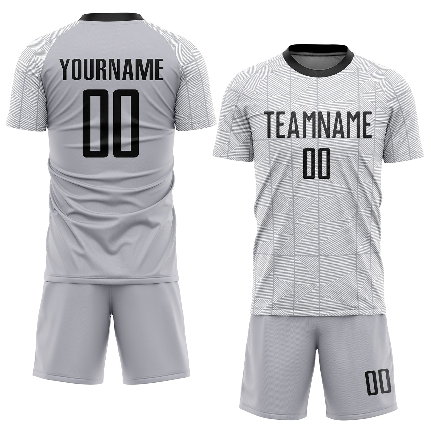 Custom Gray Black-White Sublimation Soccer Uniform Jersey view 2