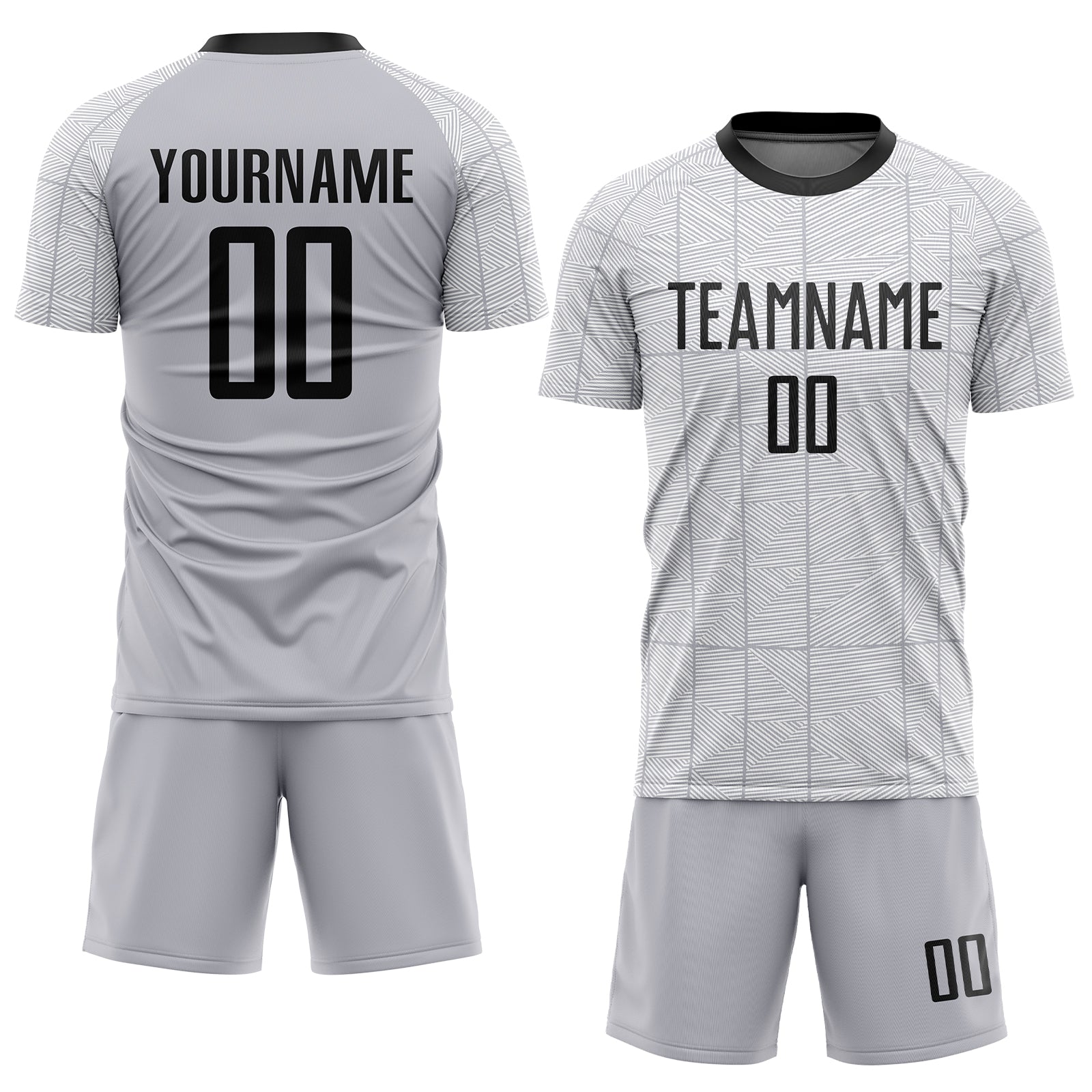 Custom Gray Black-White Sublimation Soccer Uniform Jersey view 2