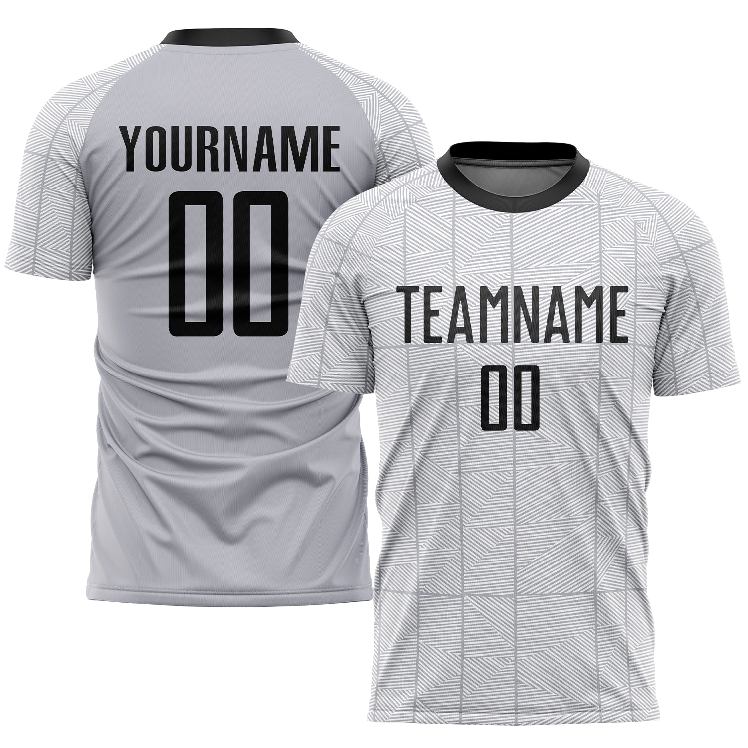 Custom Gray Black-White Sublimation Soccer Uniform Jersey - Main View