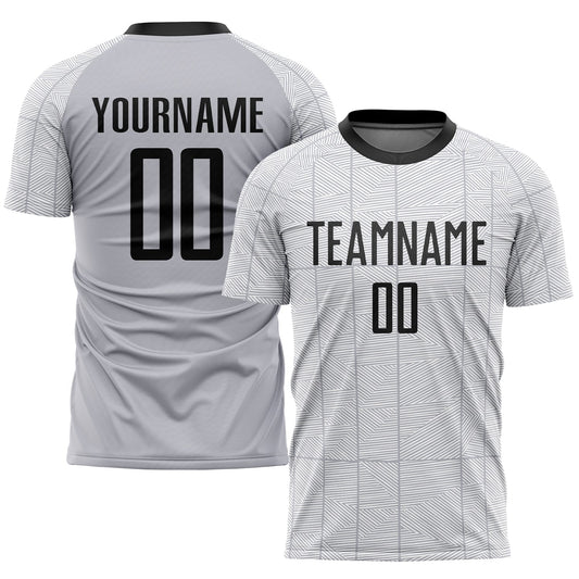 Custom Gray Black-White Sublimation Soccer Uniform Jersey - Main View