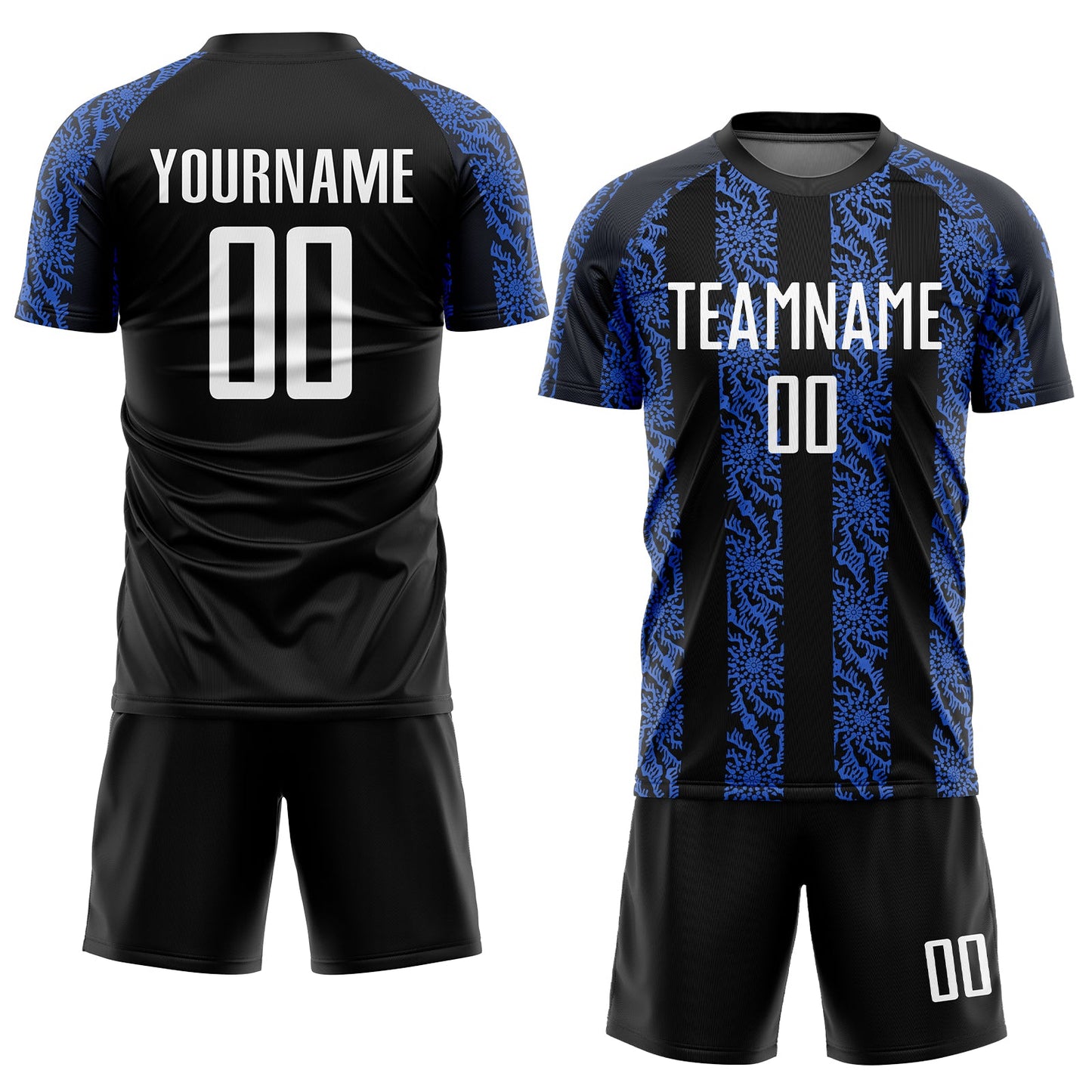 Custom Black White-Royal Sublimation Soccer Uniform Jersey view 2