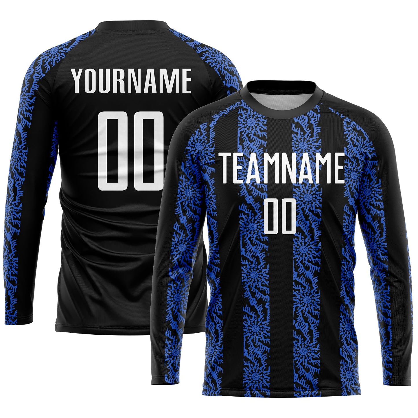 Custom Black White-Royal Sublimation Soccer Uniform Jersey view 3