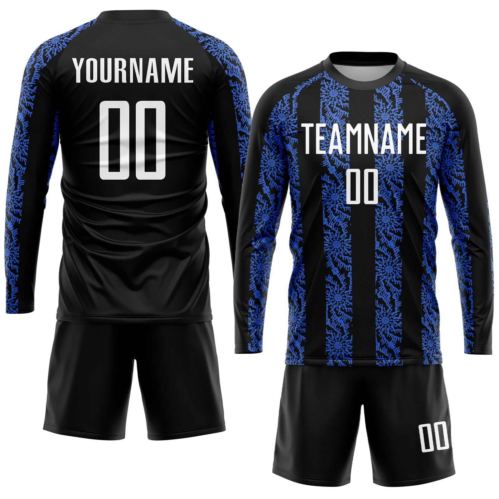 Custom Black White-Royal Sublimation Soccer Uniform Jersey view 4