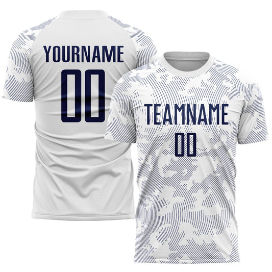 Custom White Navy Sublimation Soccer Uniform Jersey - Main View