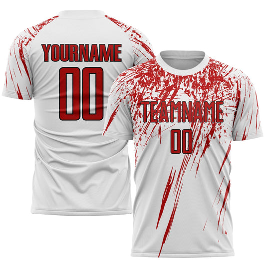 Custom White Red-Black Sublimation Soccer Uniform Jersey - Main View