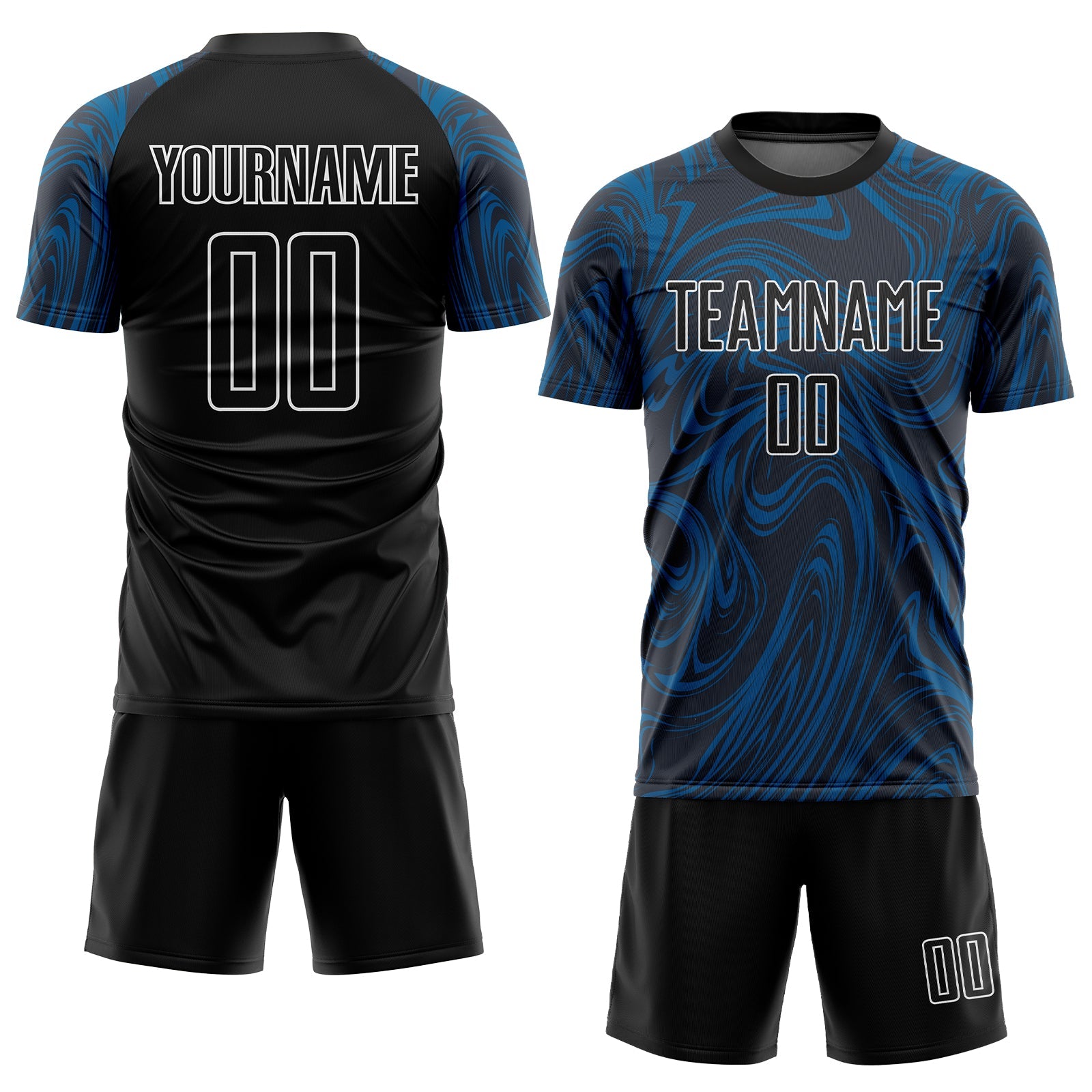 Custom Royal Black-White Sublimation Soccer Uniform Jersey view 2