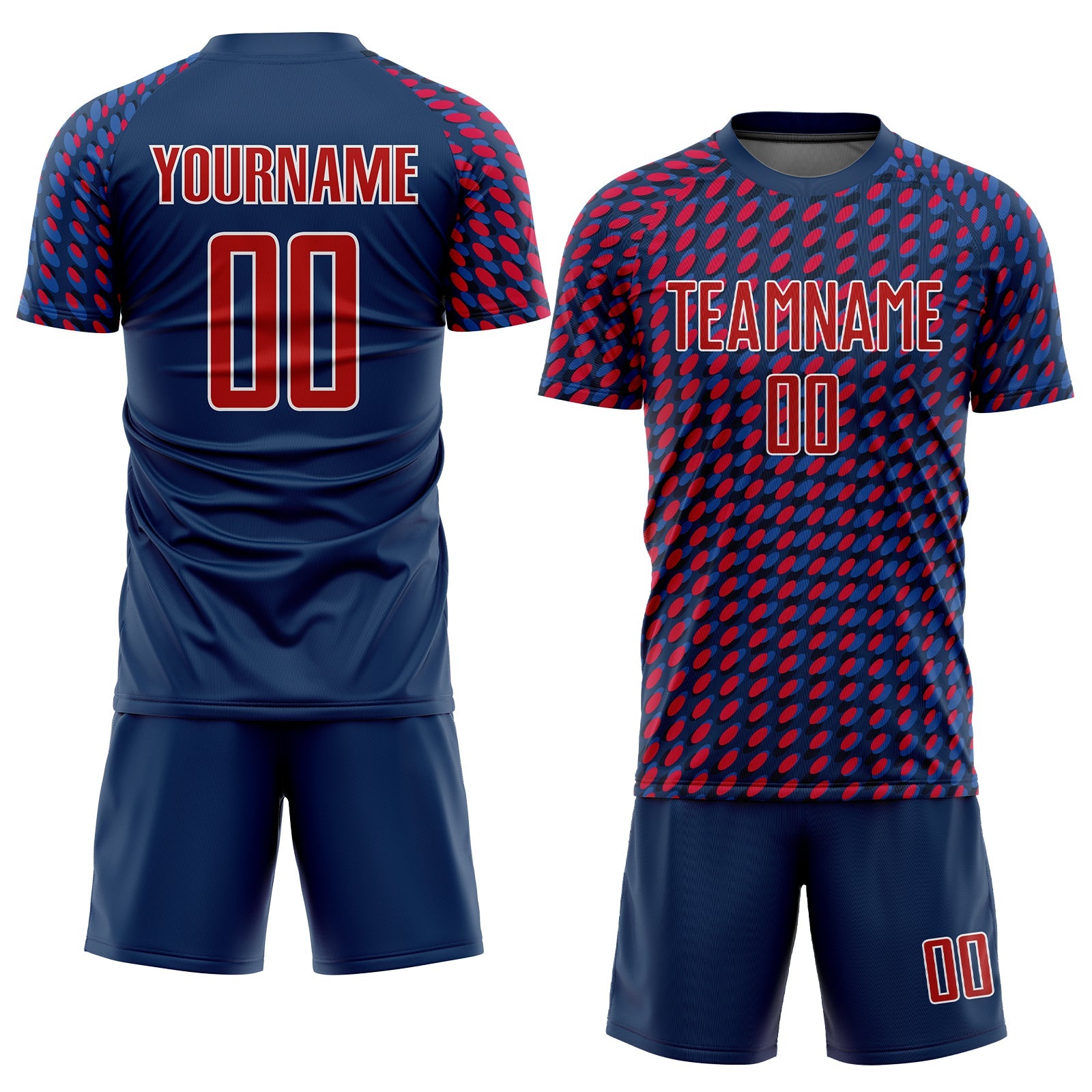Custom Navy Red-White Sublimation Soccer Uniform Jersey view 2