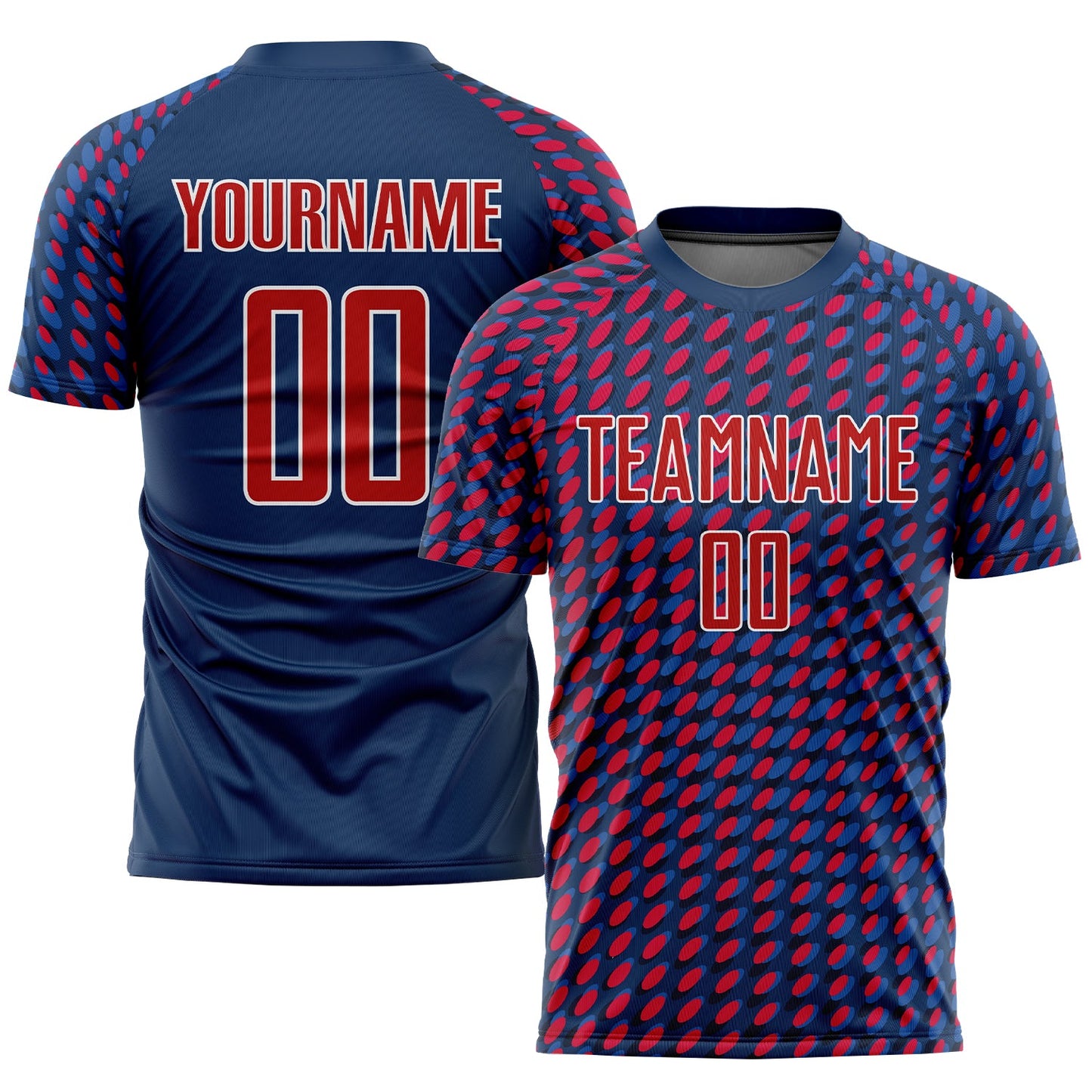 Custom Navy Red-White Sublimation Soccer Uniform Jersey - Main View