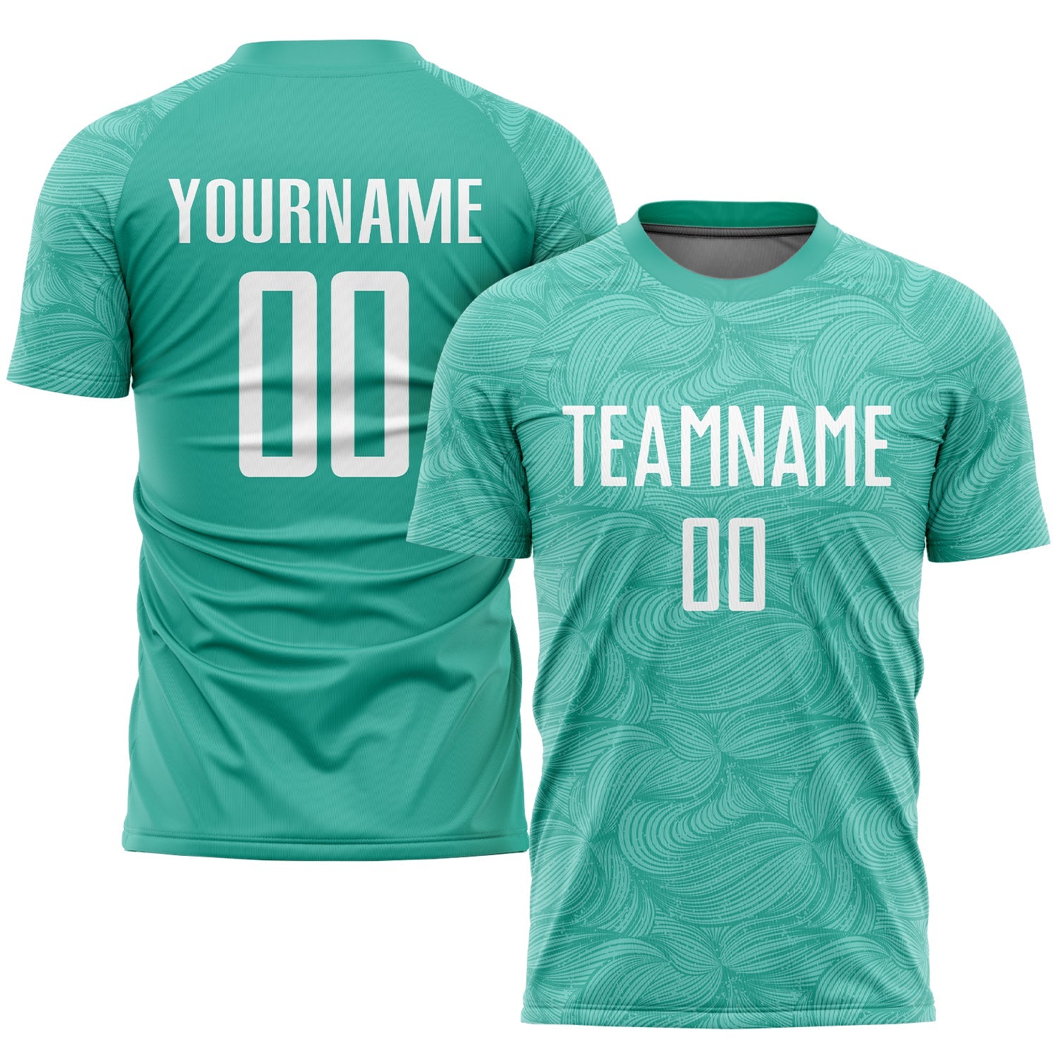 Custom Aqua White Sublimation Soccer Uniform Jersey - Main View