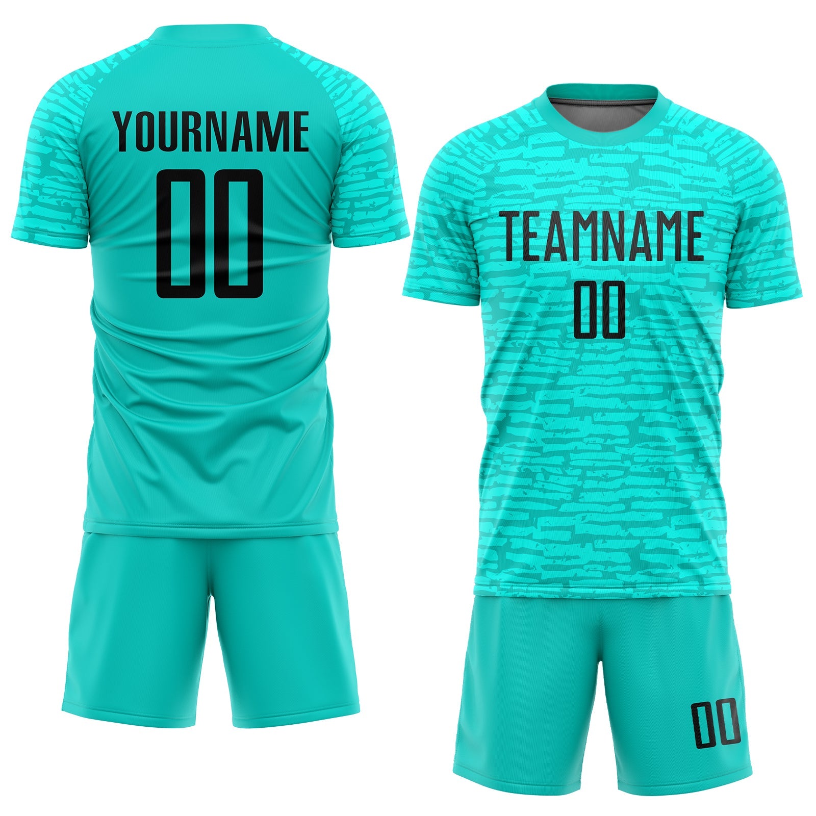 Custom Aqua Black Sublimation Soccer Uniform Jersey view 2