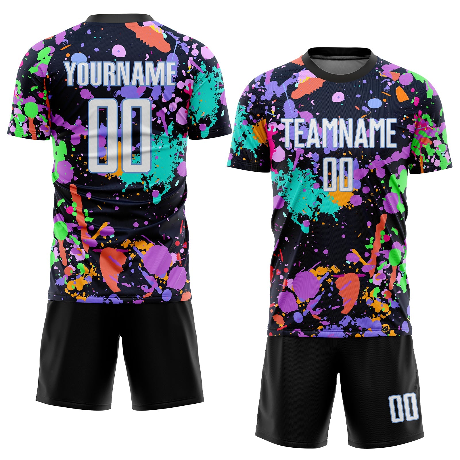 Custom Graffiti Pattern White-Light Blue Sublimation Soccer Uniform Jersey view 2