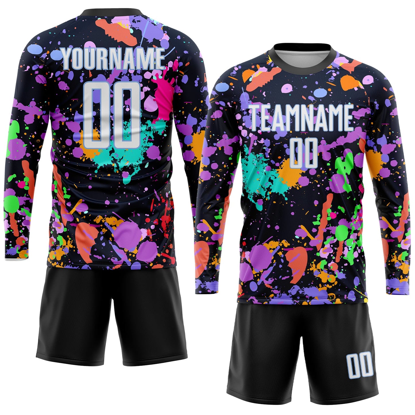 Custom Graffiti Pattern White-Light Blue Sublimation Soccer Uniform Jersey view 4