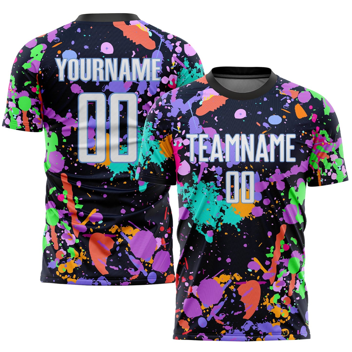 Custom Graffiti Pattern White-Light Blue Sublimation Soccer Uniform Jersey - Main View