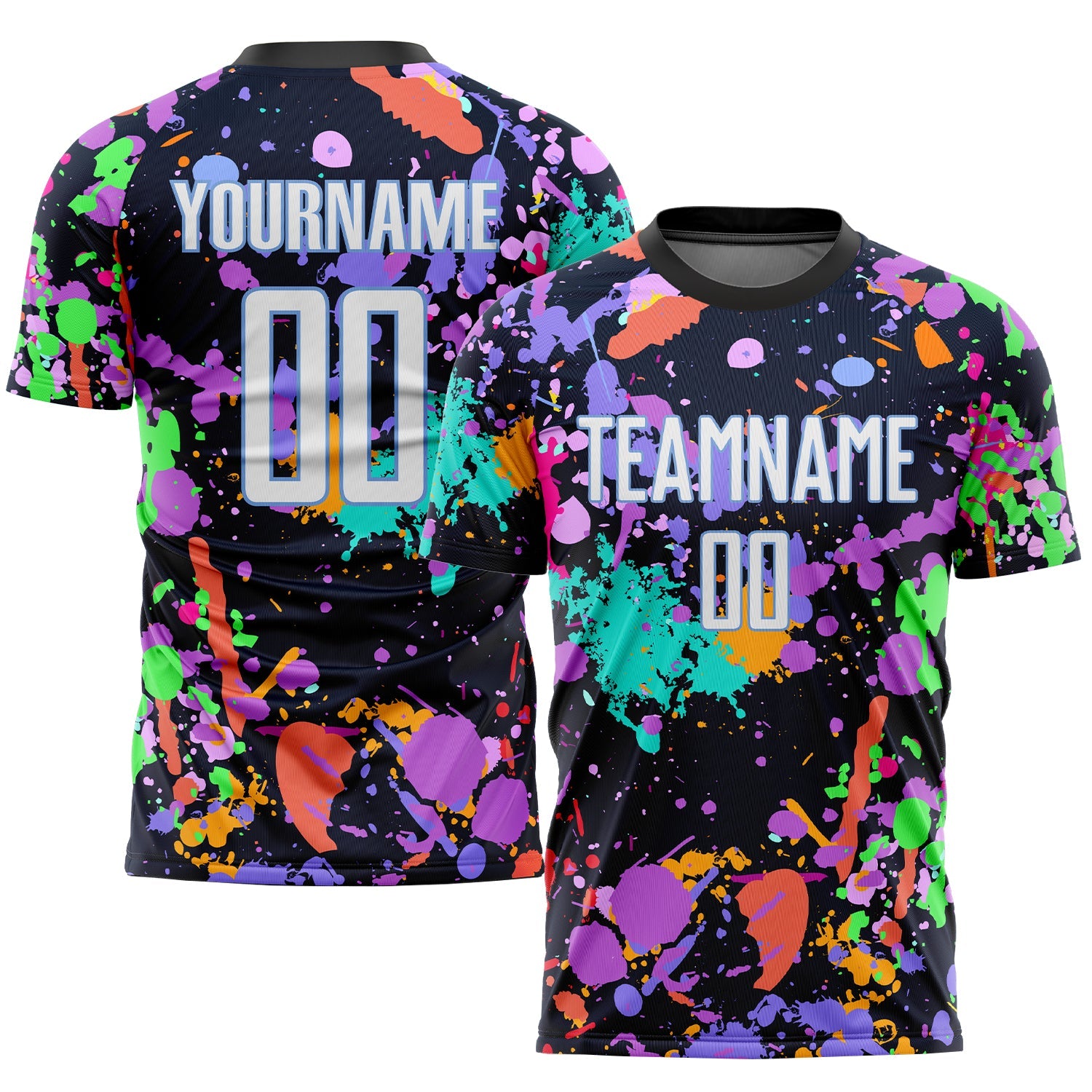 Custom Graffiti Pattern White-Light Blue Sublimation Soccer Uniform Jersey - Main View