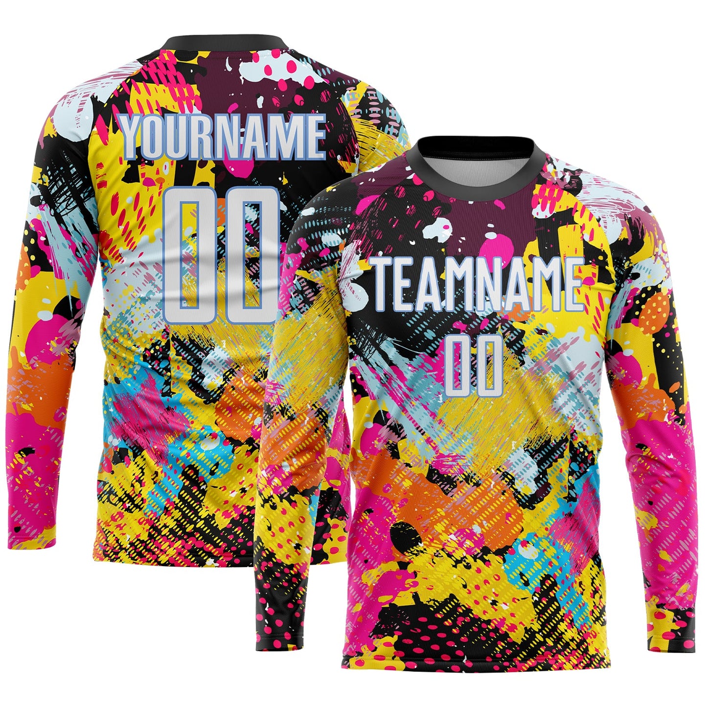 Custom Graffiti Pattern White-Light Blue Sublimation Soccer Uniform Jersey view 3