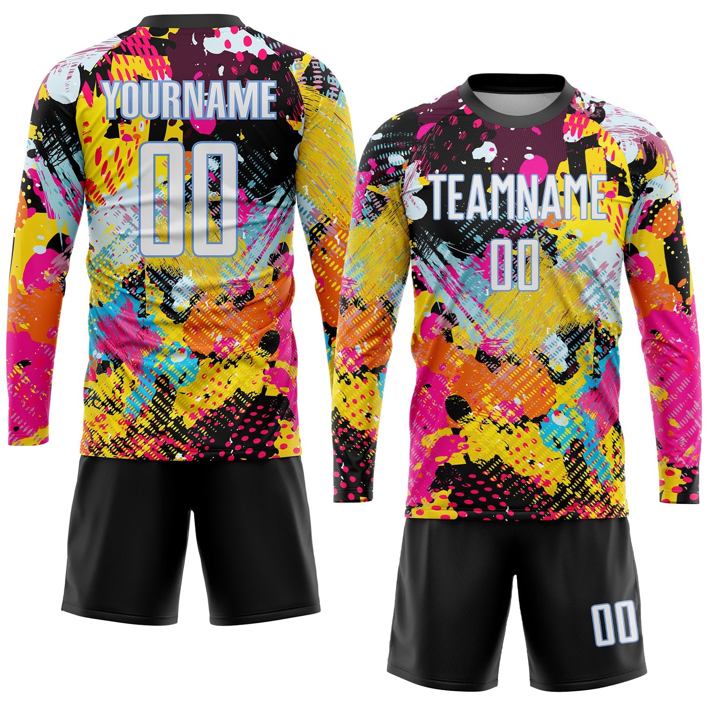 Custom Graffiti Pattern White-Light Blue Sublimation Soccer Uniform Jersey view 4
