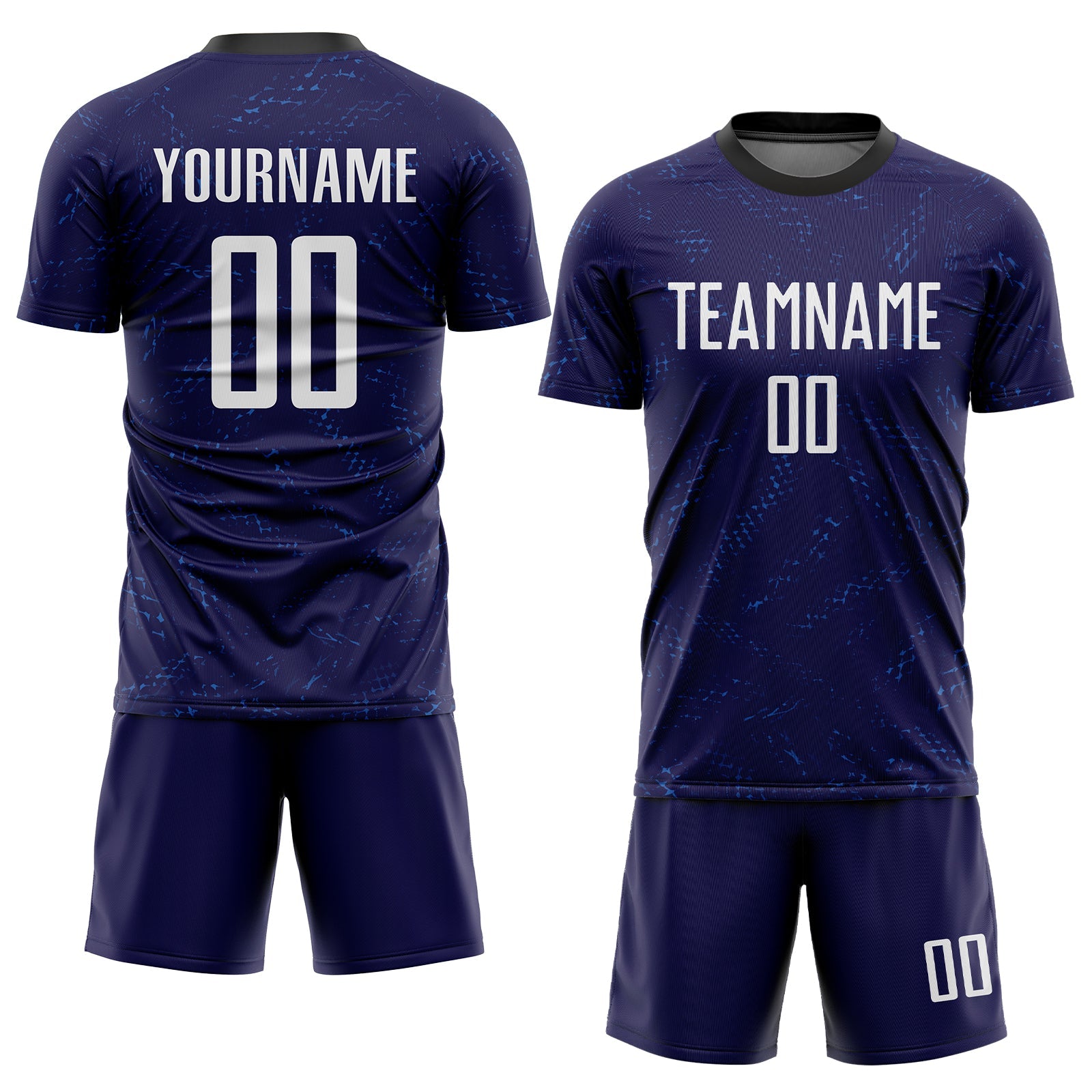 Custom Dark Purple White-Black Sublimation Soccer Uniform Jersey view 2