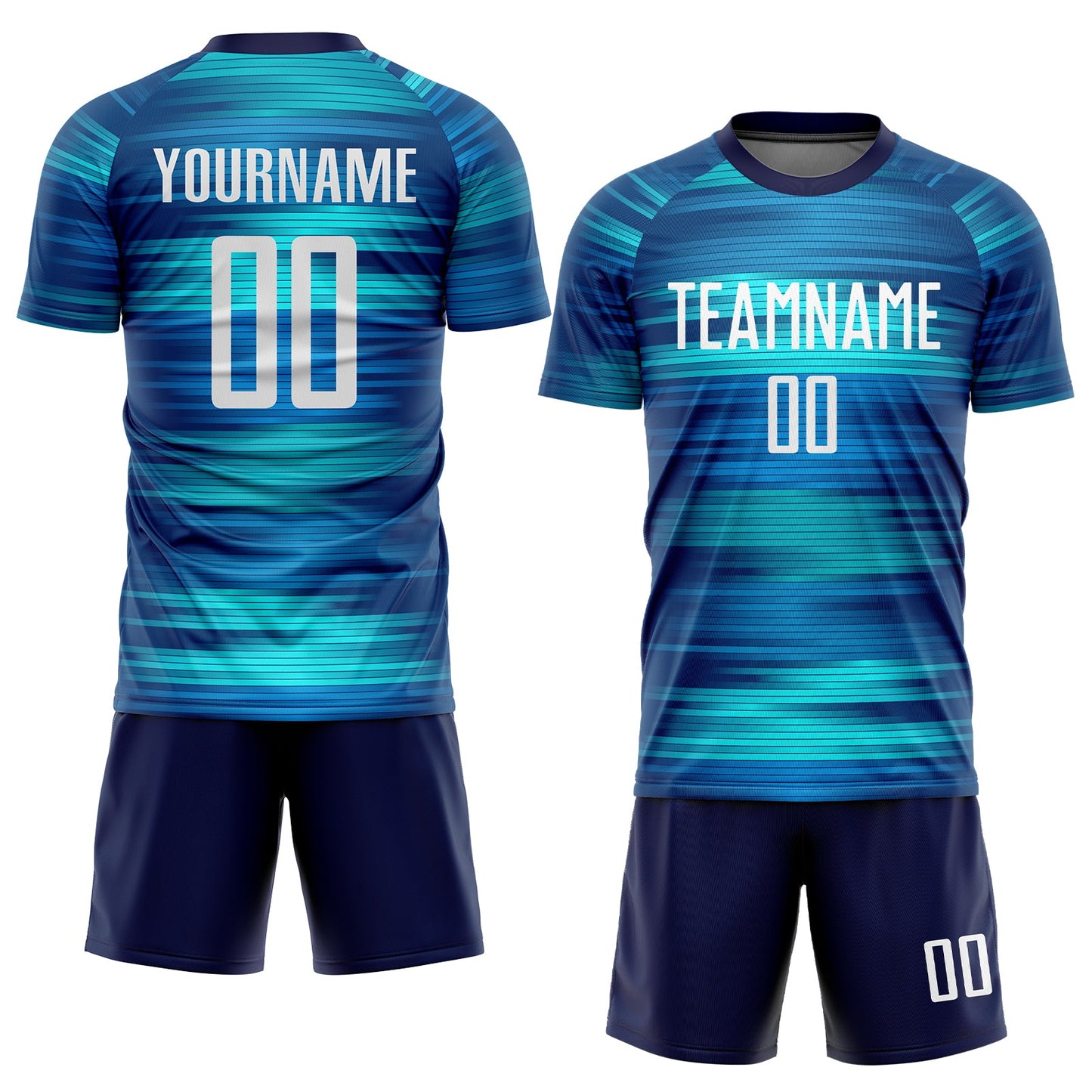 Custom Light Blue White-Black Sublimation Soccer Uniform Jersey view 2