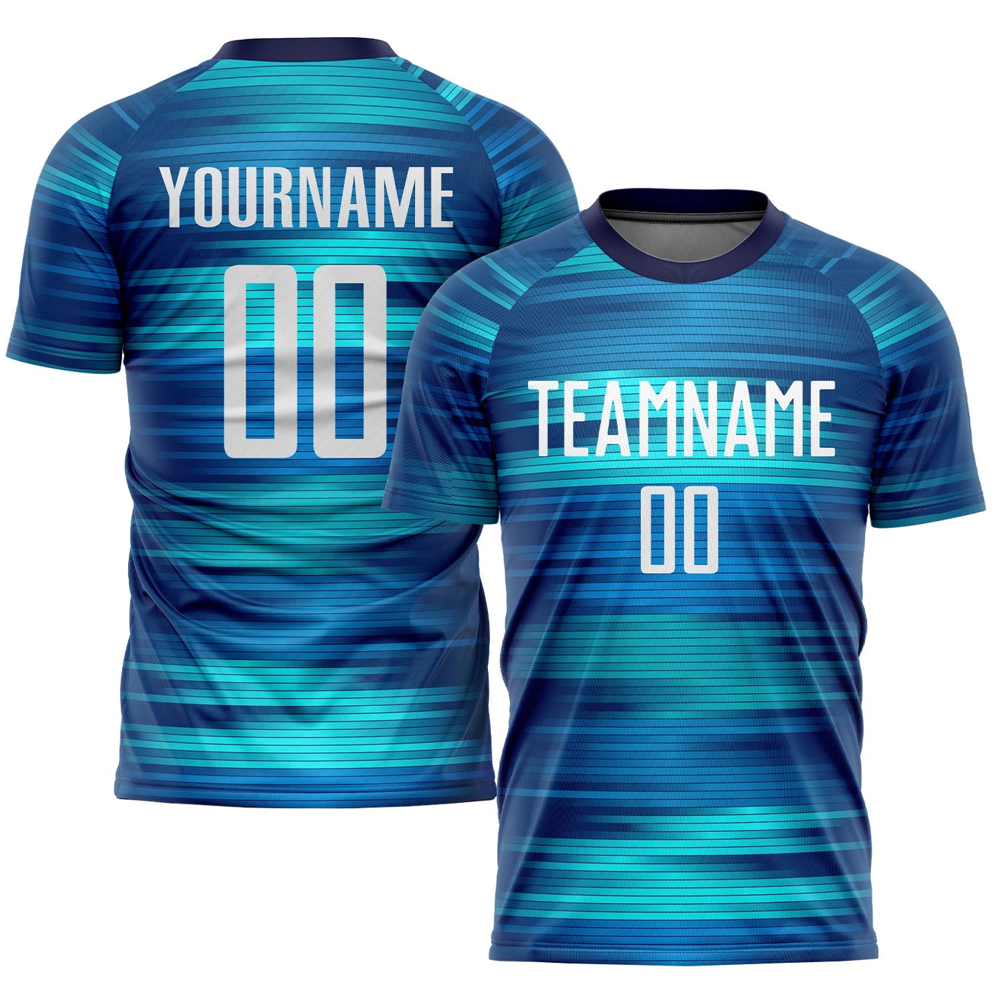 Custom Light Blue White-Black Sublimation Soccer Uniform Jersey - Main View