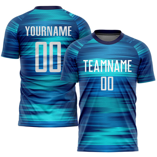 Custom Light Blue White-Black Sublimation Soccer Uniform Jersey - Main View
