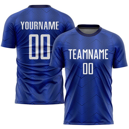 Custom Royal White-Navy Sublimation Soccer Uniform Jersey - Main View