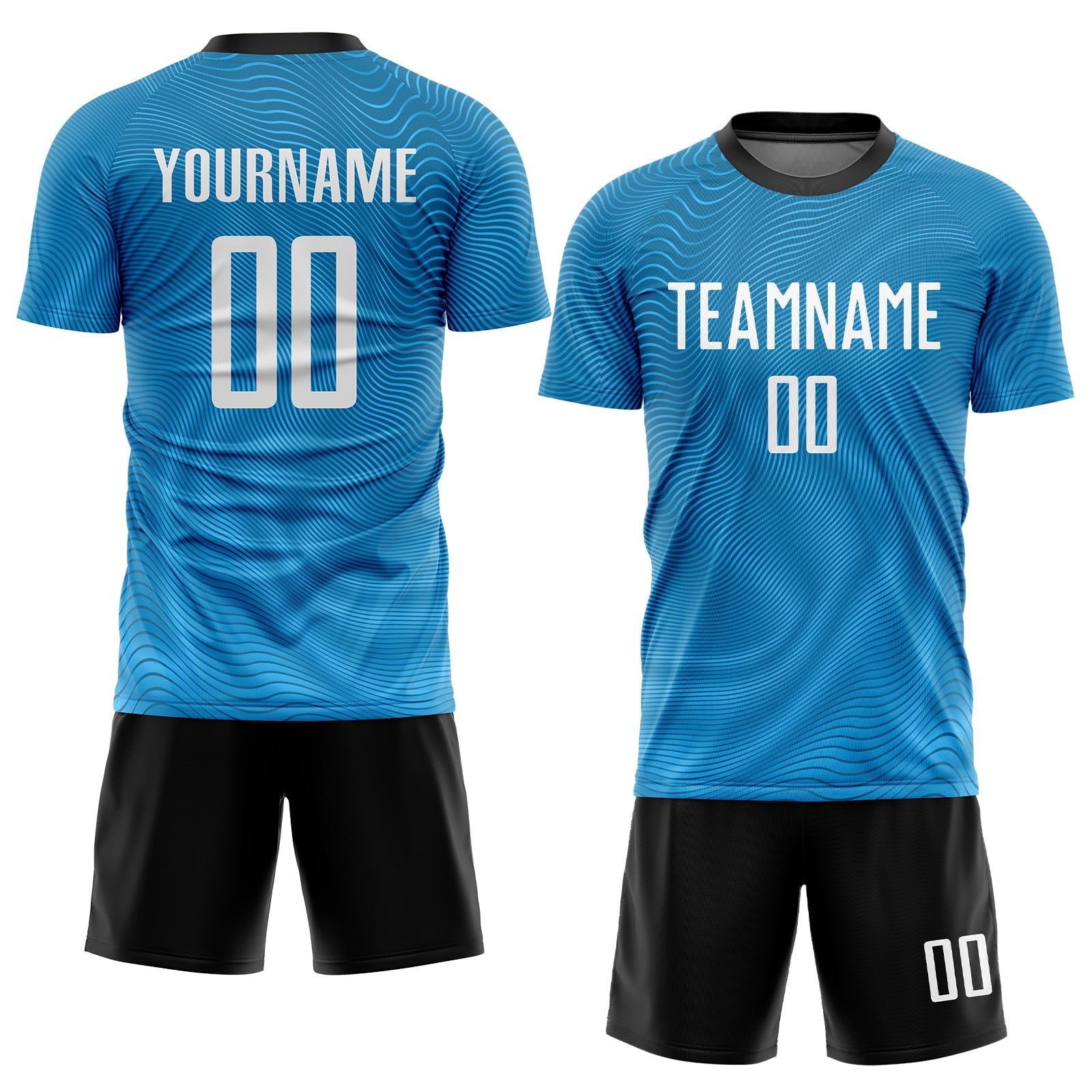 Custom Light Blue White-Black Sublimation Soccer Uniform Jersey view 2