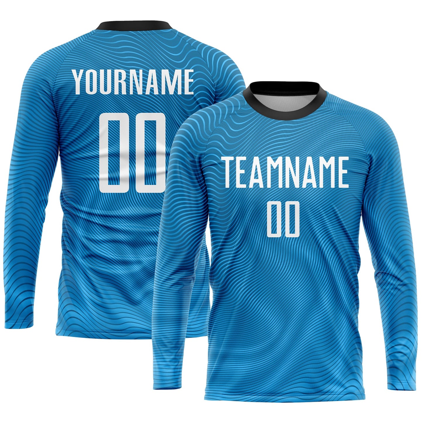Custom Light Blue White-Black Sublimation Soccer Uniform Jersey view 3