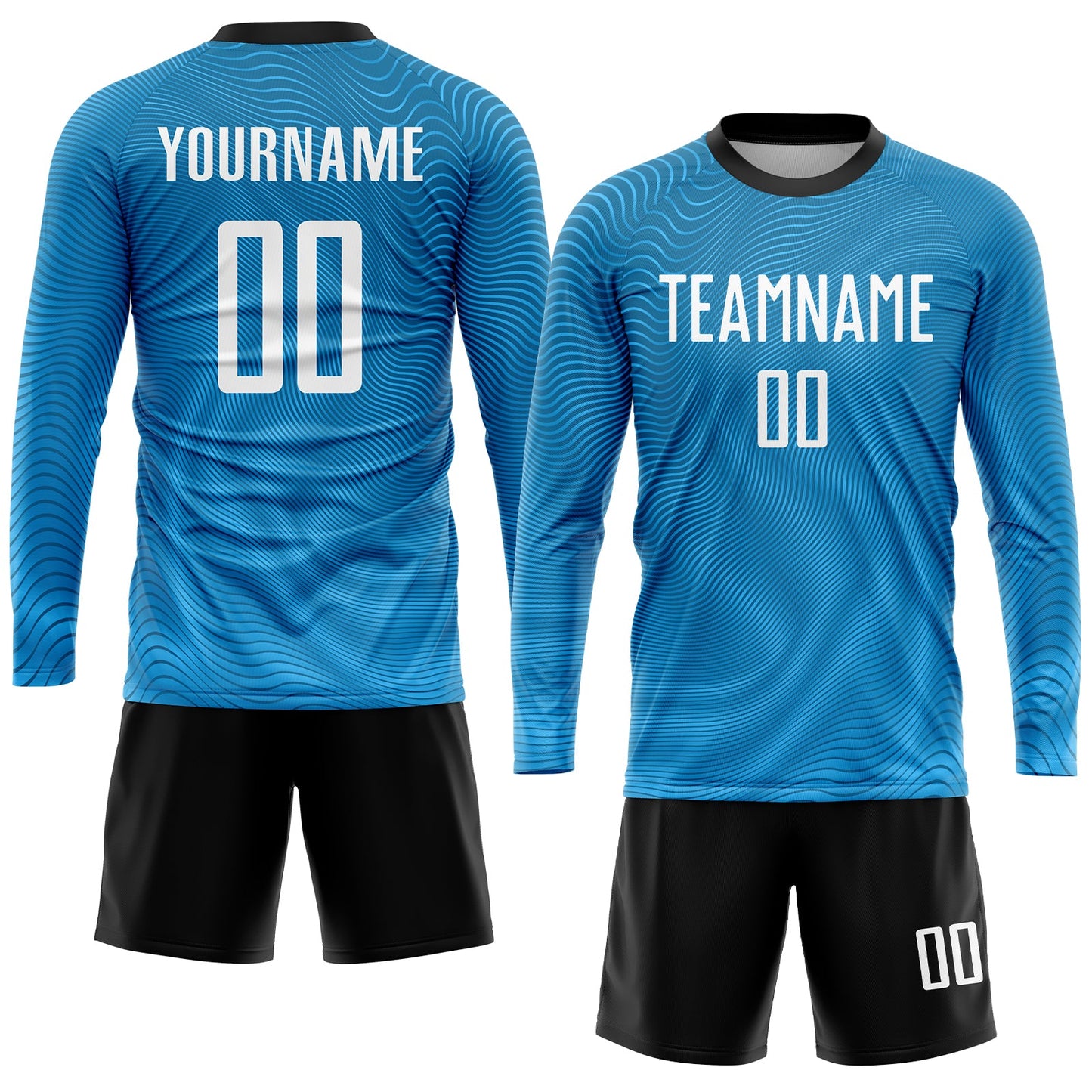 Custom Light Blue White-Black Sublimation Soccer Uniform Jersey view 4