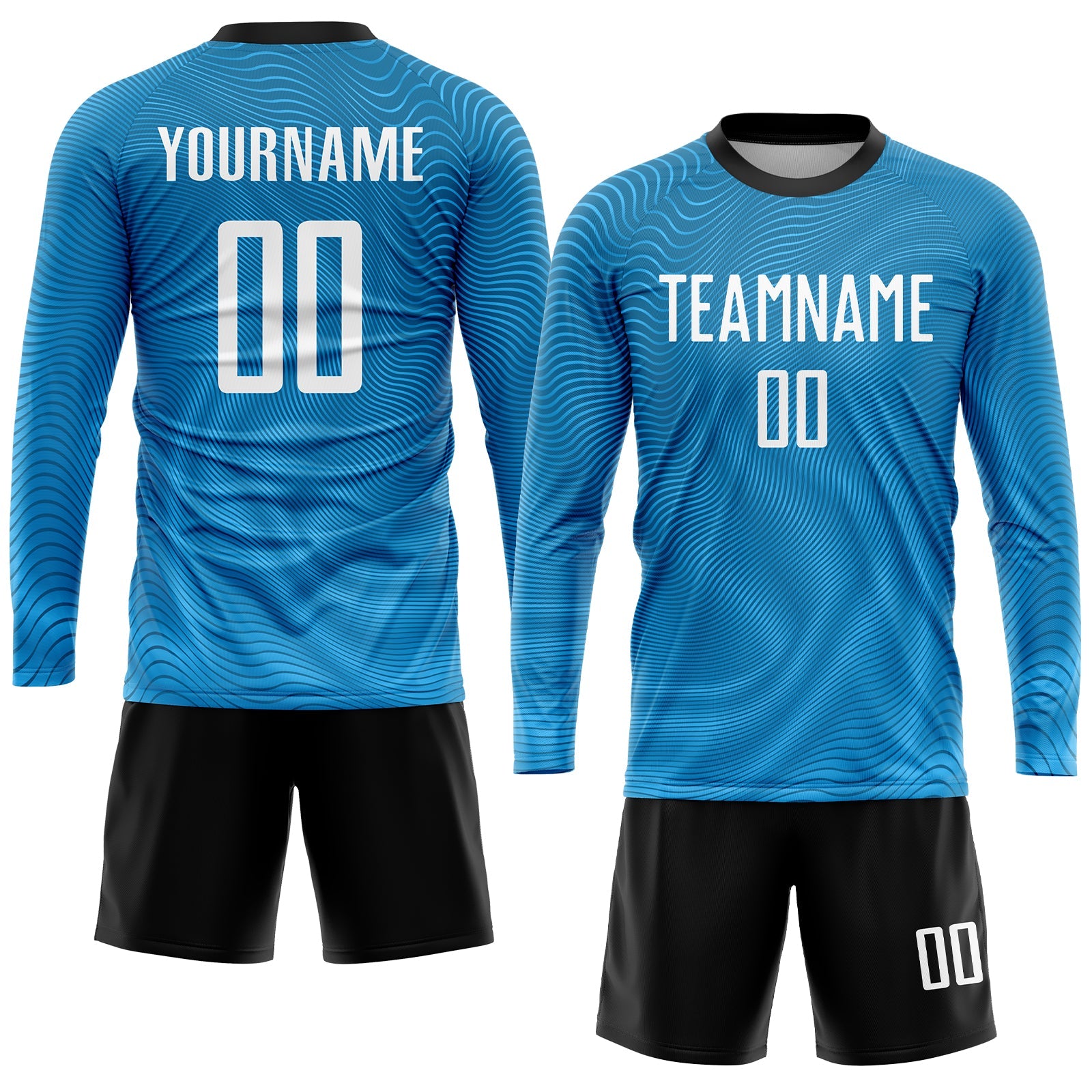 Custom Light Blue White-Black Sublimation Soccer Uniform Jersey view 4