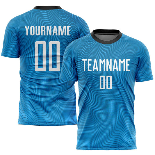 Custom Light Blue White-Black Sublimation Soccer Uniform Jersey - Main View