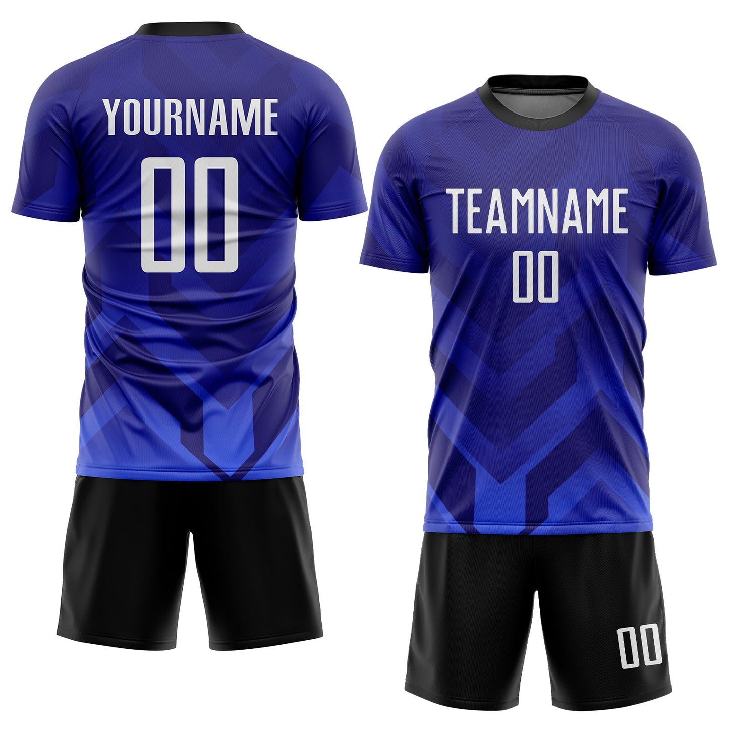 Custom Dark Purple White Royal-Navy Sublimation Soccer Uniform Jersey view 2