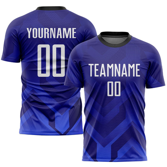 Custom Dark Purple White Royal-Navy Sublimation Soccer Uniform Jersey - Main View