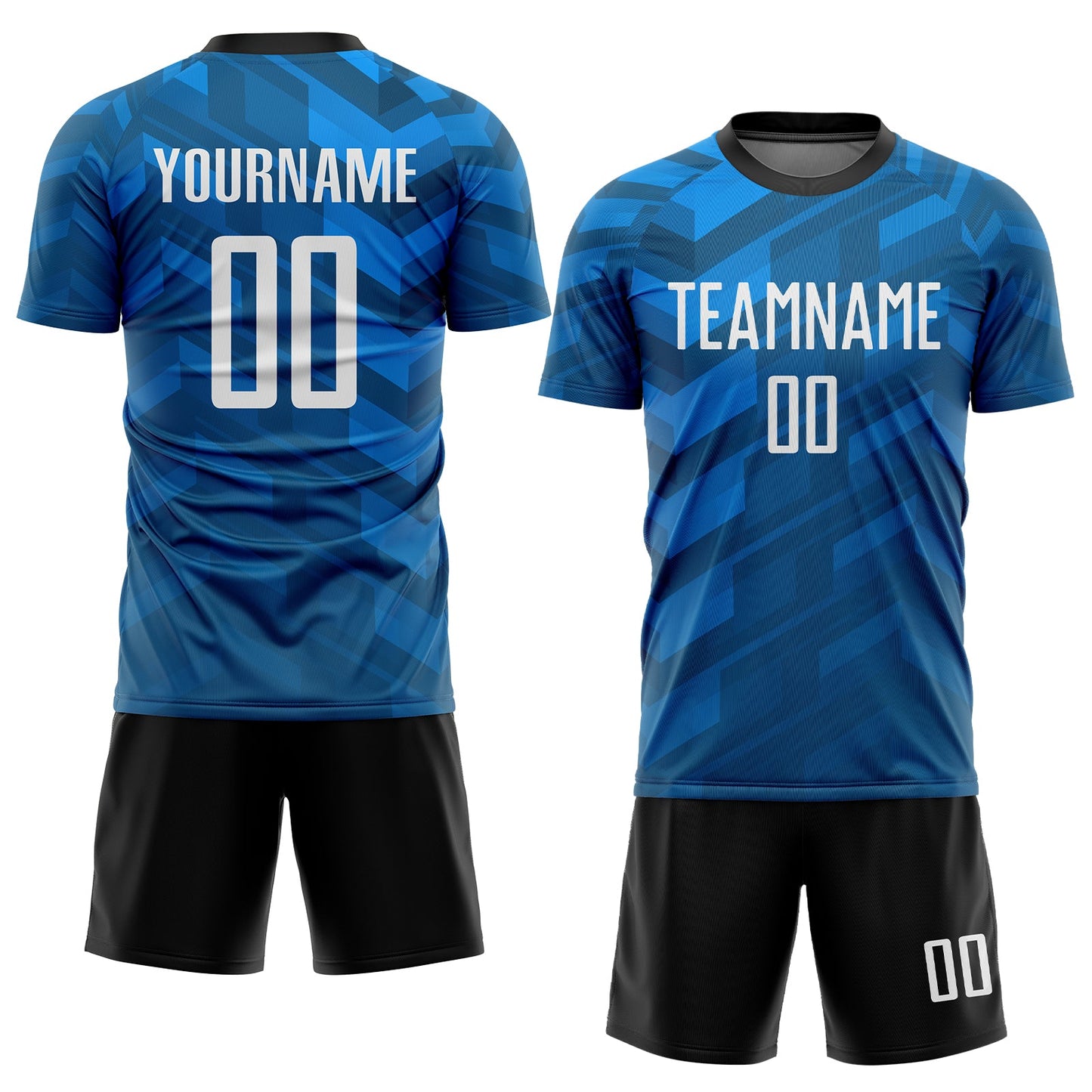 Custom Light Blue White-Black Sublimation Soccer Uniform Jersey view 2