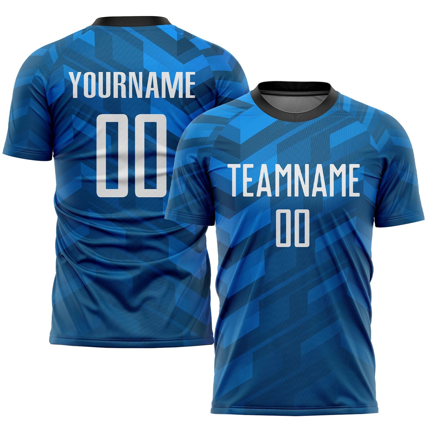 Custom Light Blue White-Black Sublimation Soccer Uniform Jersey - Main View