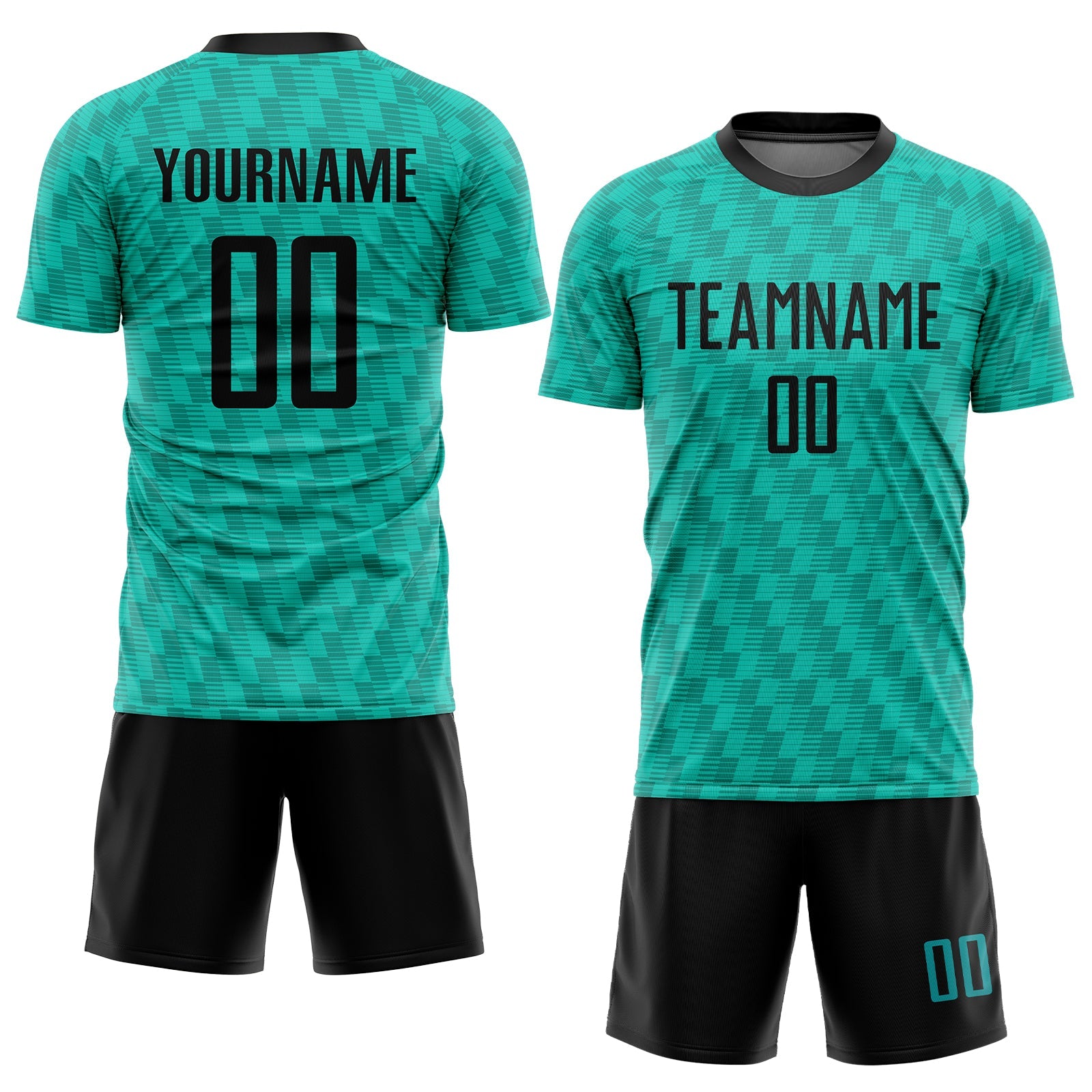 Custom Teal Black Sublimation Soccer Uniform Jersey view 2