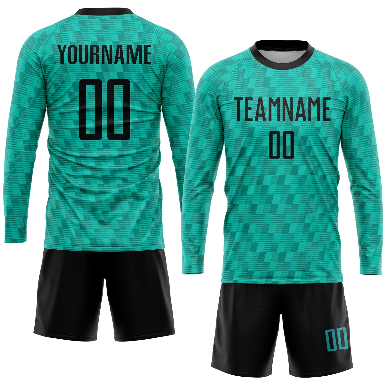 Custom Teal Black Sublimation Soccer Uniform Jersey view 4