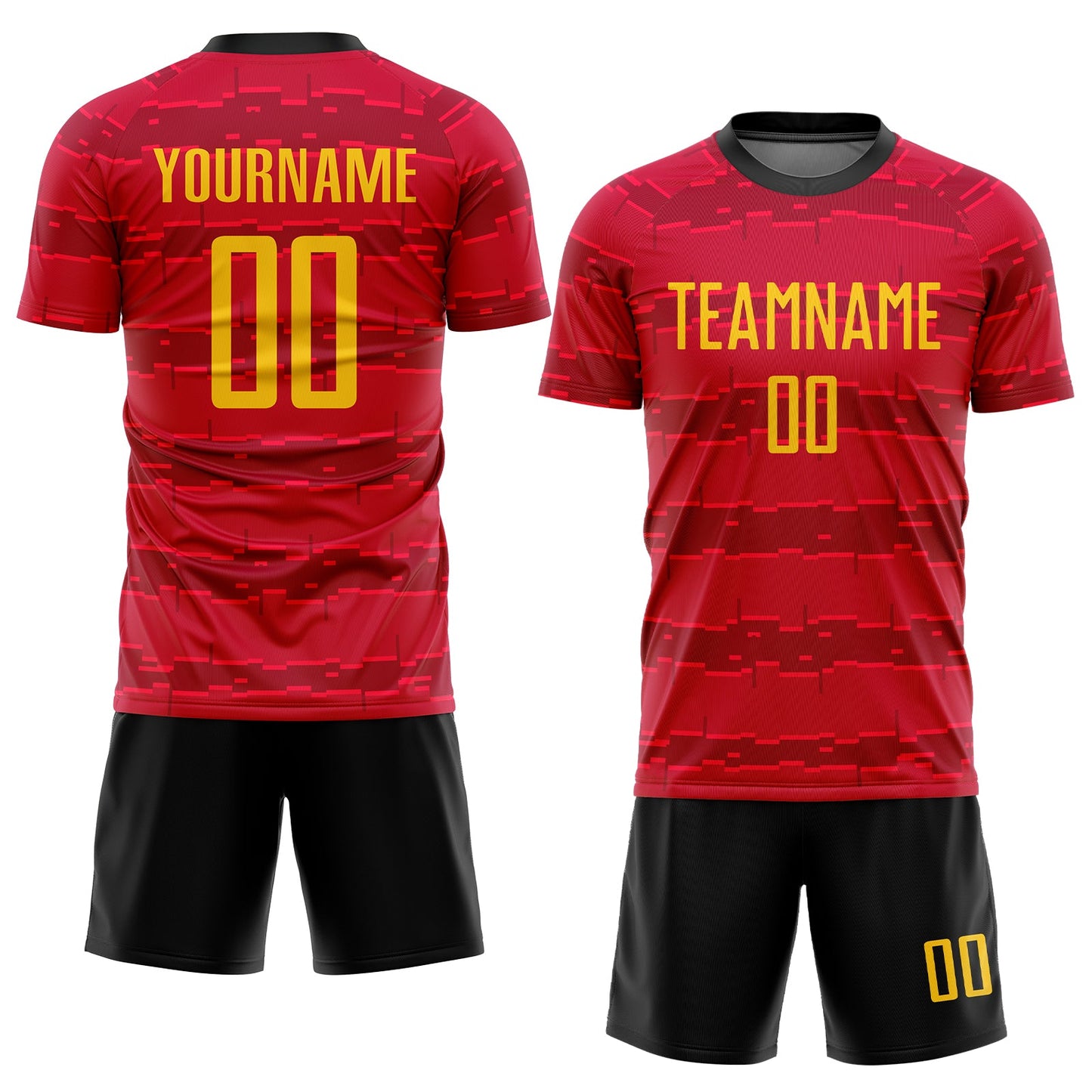 Custom Red Gold-Black Sublimation Soccer Uniform Jersey view 2
