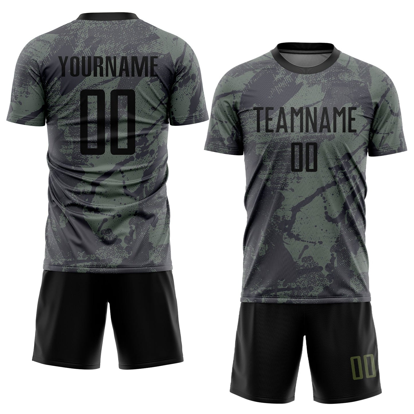 Custom Olive Black Sublimation Salute To Service Soccer Uniform Jersey view 2