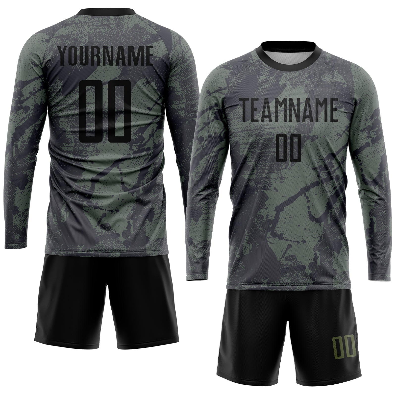 Custom Olive Black Sublimation Salute To Service Soccer Uniform Jersey view 4